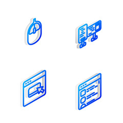 Poster - set isometric line computer monitor screen, mouse, browser files and icon. vector