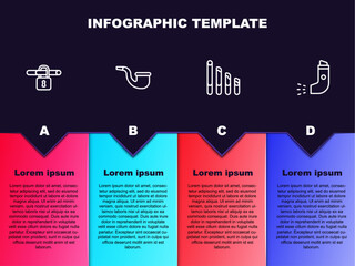 Wall Mural - Set line No smoking, pipe, Smoking cigarette and Inhaler. Business infographic template. Vector