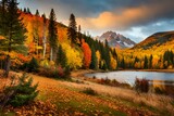 Fototapeta  - autumn in the mountains generated ai