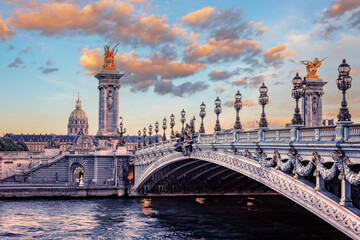 Wall Mural - alexandre iii bridge in paris at sunset