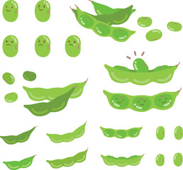 食べ物アイコンセット：シンプルでかわいい夏の枝豆