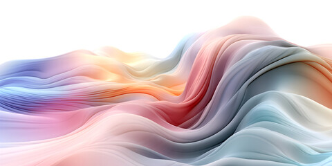 Wall Mural - Beautiful silk flowing swirl of pastel gentle calming vibrant colourful light cloth background. Mock up template for product presentation. 3D rendering. copy text space