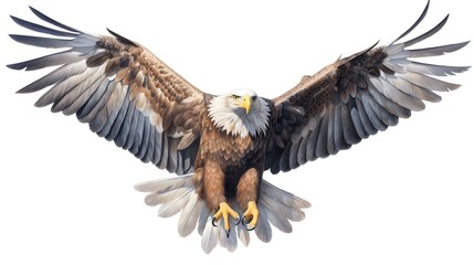 a bald eagle flying with its wings spread