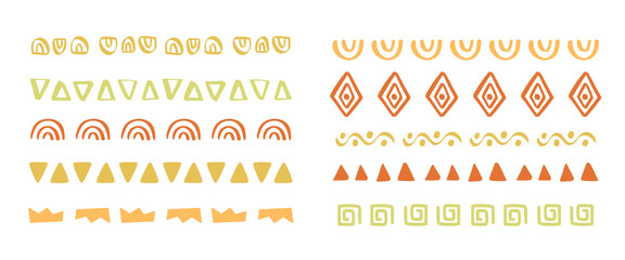 Wall Mural - Vector Boho Doodle Borders Set. Tribal Strokes