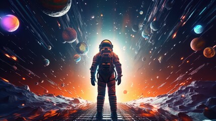 Wall Mural - astronaut exploring deep space