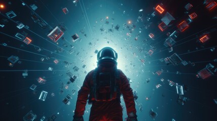 Wall Mural - Astronaut exploring deep space