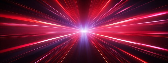Poster - Abstract speed glowing light background banner illustration - Speedy motion blur creating flashy pattern of red straight lines, laser beams for web banner and wallpaper design (Generative Ai)