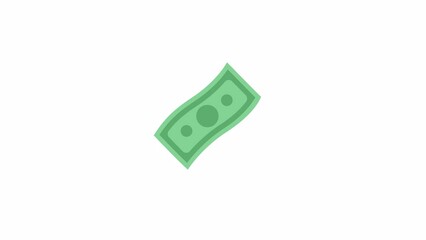 Poster - Banknote dollar flying 2D object animation. Salary, expenses. Cash falling flat cartoon 4K video, transparent alpha channel. Purchase, payment. Financial account animated icon on white background