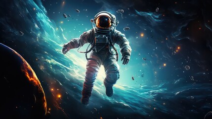 Canvas Print - Astronaut in deep space