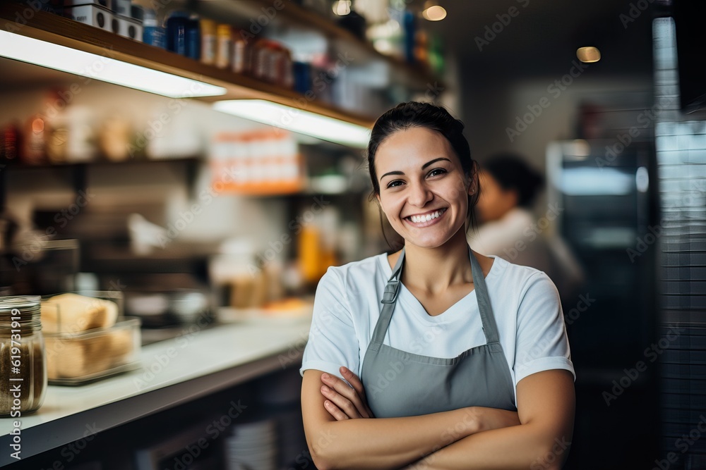 Dynamic and Vibrant Small Business Female Owner at Modern Fast Food ...