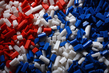 Wall Mural - Beads and toy in red white blue colors and confetti. american independence day 