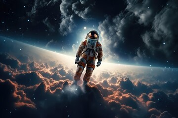 Wall Mural - astronaut exploring other worlds in outer space