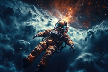 Wall Mural - astronaut exploring other worlds in outer space