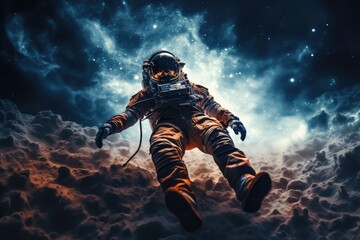 Wall Mural - astronaut exploring other worlds in outer space