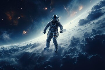 Wall Mural - astronaut exploring other worlds in outer space