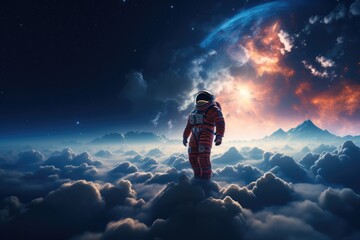 Wall Mural - astronaut exploring other worlds in outer space
