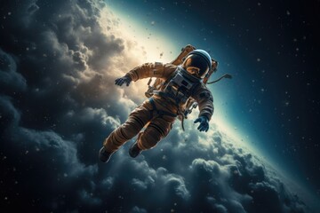 Wall Mural - astronaut exploring other worlds in outer space