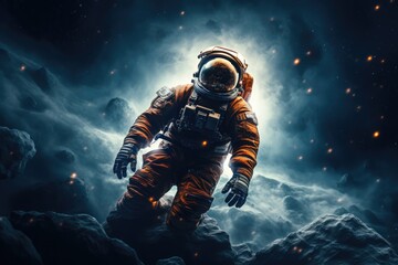 Wall Mural - astronaut exploring other worlds in outer space