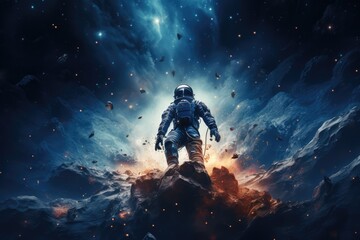 Wall Mural - astronaut exploring other worlds in outer space