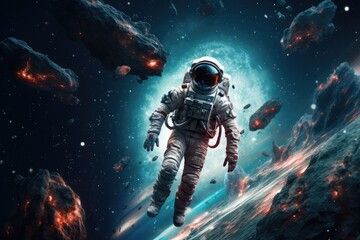 Wall Mural - astronaut exploring other worlds in outer space