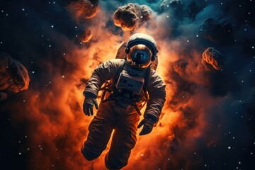 Wall Mural - astronaut exploring other worlds in outer space