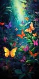 Fototapeta Natura - A Surreal Masterpiece - Illustrating the Butterfly World Background - Infused with Romanticism, Rendered in Octane Colorful Wallpaper created with Generative AI Technology