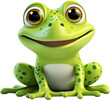 cute frog in 3d style white background.
