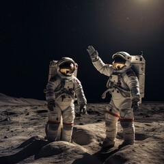 Canvas Print - astronauts exploring deep space
