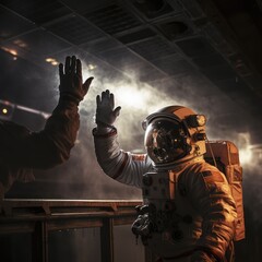 Wall Mural - astronauts exploring deep space