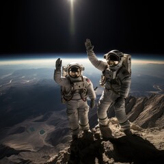 Wall Mural - astronauts exploring deep space
