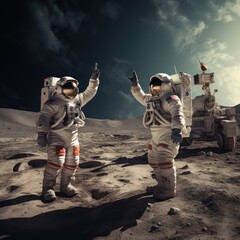 Wall Mural - astronauts exploring deep space