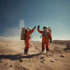 Wall Mural - astronauts exploring deep space