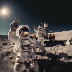 Canvas Print - Astronauts exploring deep space