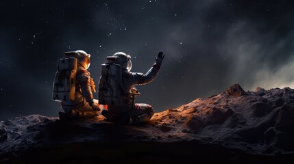 Wall Mural - astronauts exploring deep space