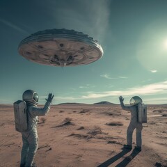 Wall Mural - astronauts exploring deep space