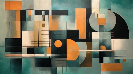 Canvas Print - an abstract art painting with geometric shapes