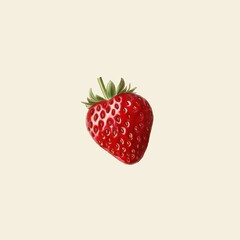 Canvas Print - AI generated illustration of a vibrant red strawberry on a beige background