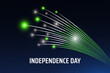 August 14, pakistan independence day, vector template with pakistani flag and colorful fireworks on blue night sky background. Pakistan national holiday august 14th. Independence day card