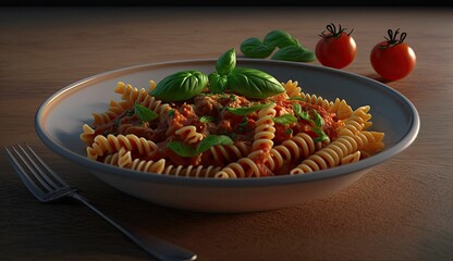 Sticker - AI generated illustration of a plate of delicious pasta