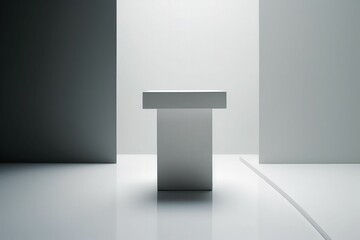 Sticker - AI-generated illustration of a white pedestal for a product display.