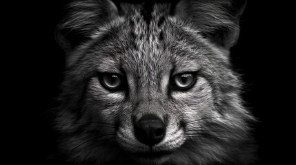 Canvas Print - AI generated illustration of a closeup shot of a majestic grey wolf with a piercing stare