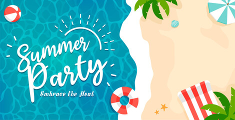 Summer party ( beach party ) vector banner illustration