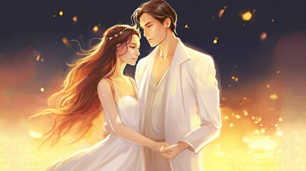Wall Mural - wedding couple lover romance relationship - by generative ai