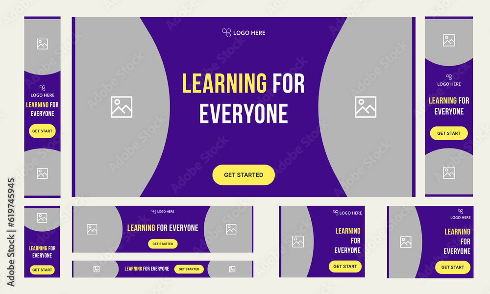 Trendy set of education web banner template design for social media ...