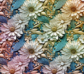 3D Flower Seamless Pattern