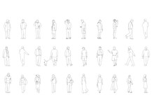 Outline People Drawing Man Woman Vector Illustration. Isolated Graphic Person People Isolated Sketch Simplicity Hand Drawn Human Continuous Line. People Stand Design Group Business Concept.