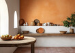 blank wall Mediterranean style interior mockup kitchen 