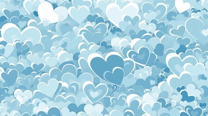 Blue hearts pattern. Generative AI