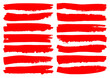 Vierzehn Rote Pinselstriche Streifen Kratzer Set