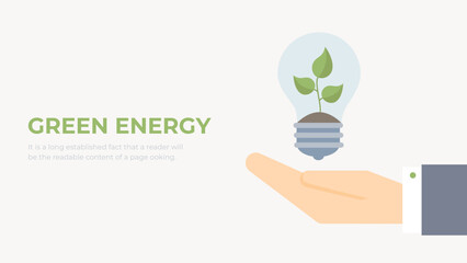green energy concept. bulb with green plant inside. clean energy sources flat vector.